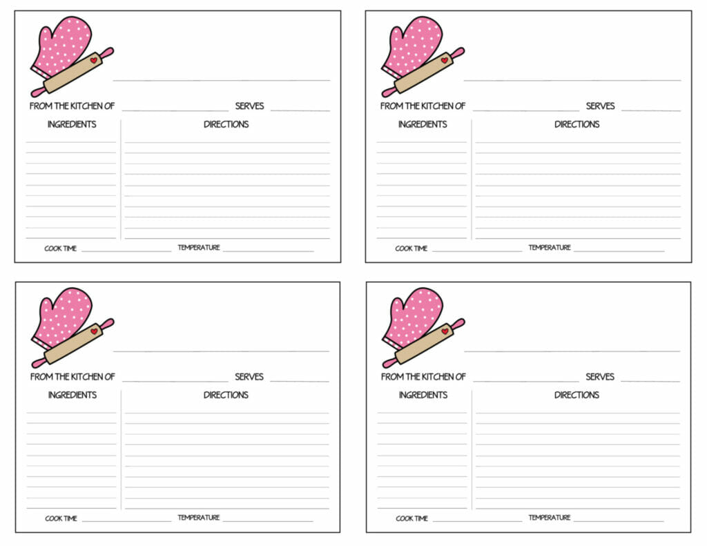 Simply Love Printables 4 Recipe Card Pink