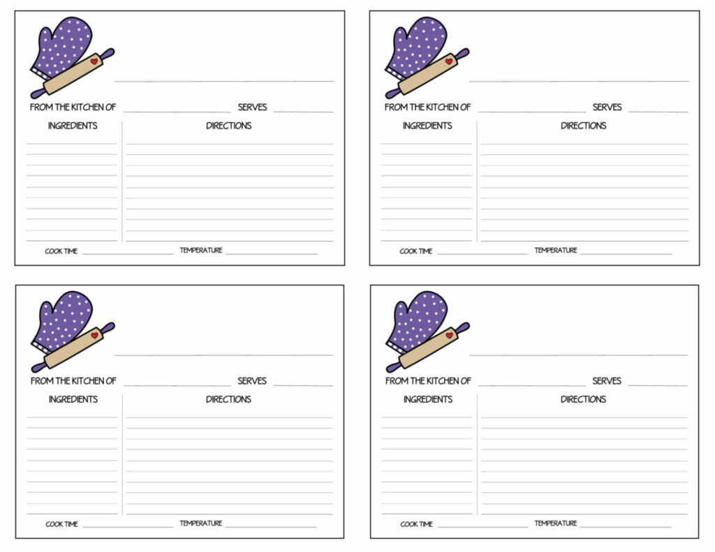 Simply Love Printables 4 Recipe Card Purple