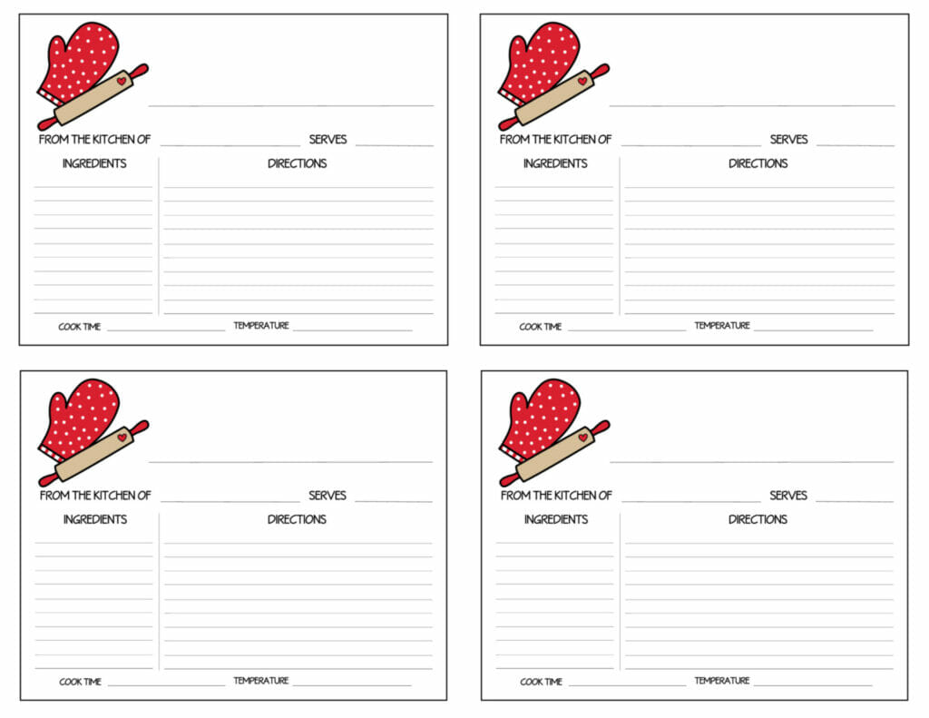 Simply Love Printables 4 Recipe Card Red