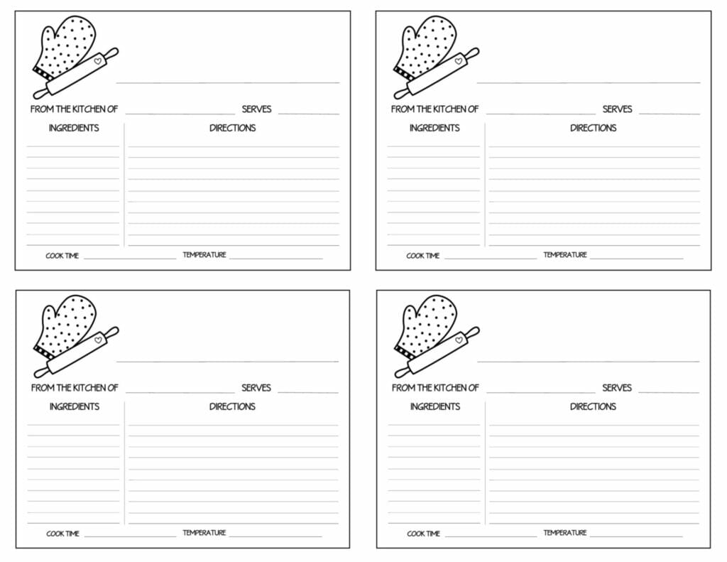 Simply Love Printables 4 Recipe Card White