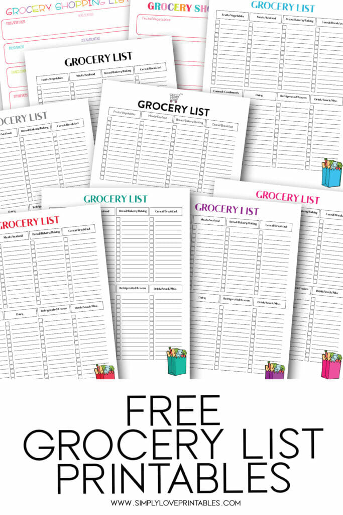 Simply Love Printables Free Grocery List Printables Pin Image