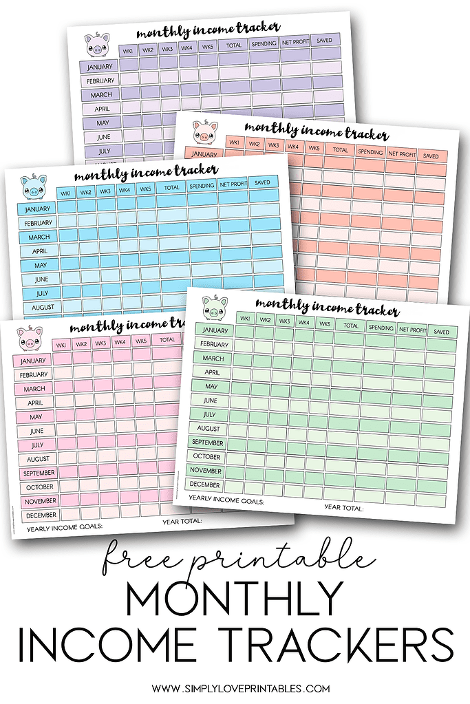Simply Love Printables Free Printables Monthly Income Tracker Pin Image