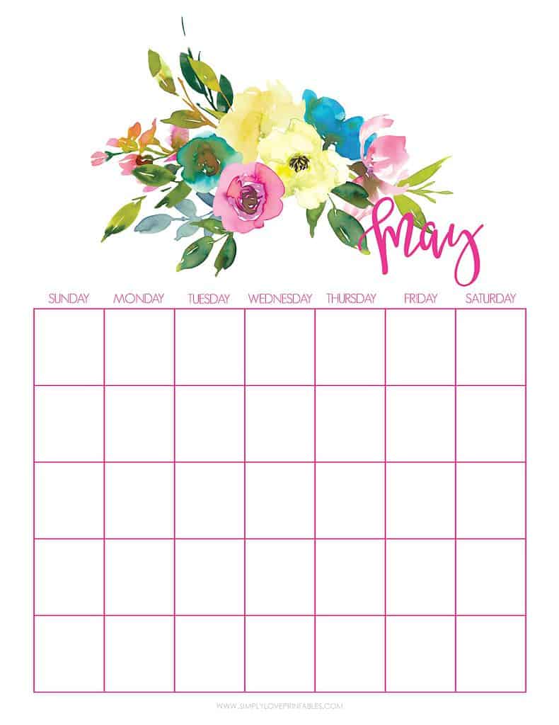 Simply Love Printables May Calendar Undated