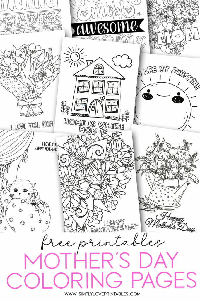 Simply Love Printables Mother's Day Coloring Pages Pin Image