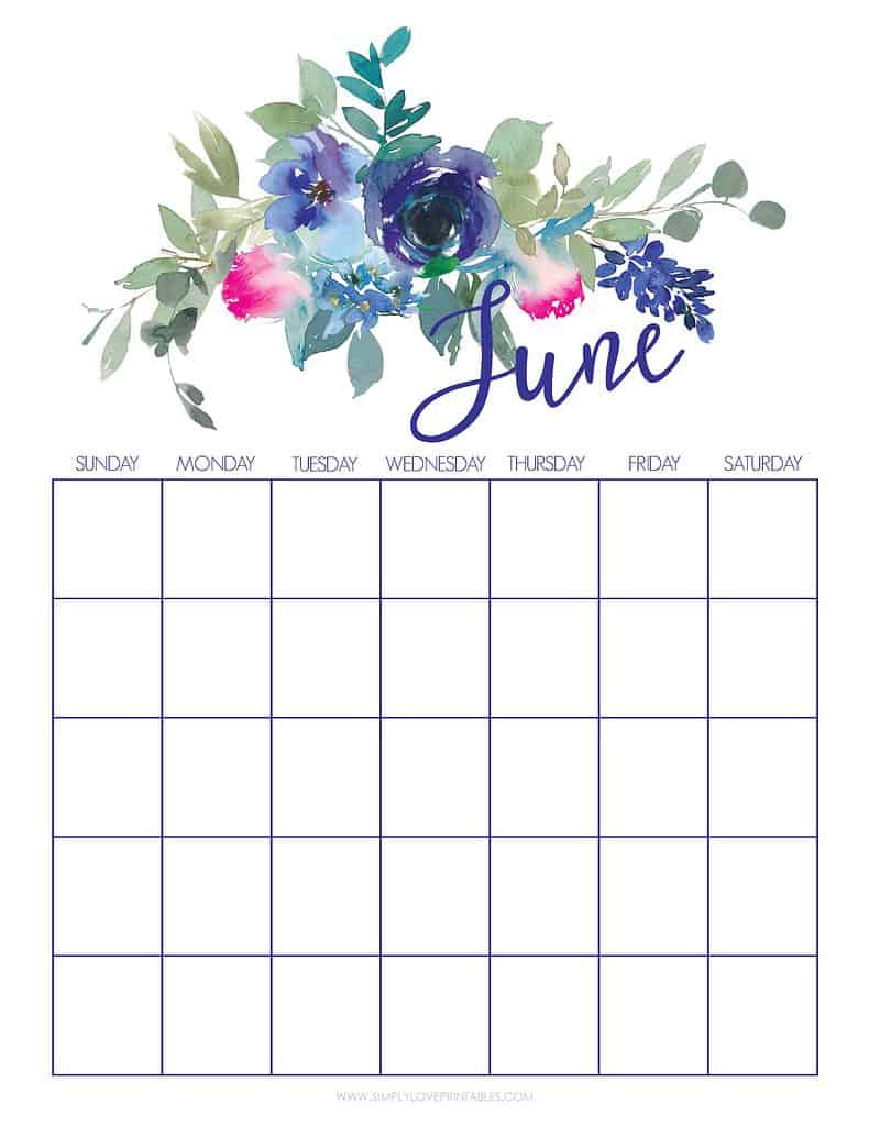 Simply Love Printables June 2022 Calendar