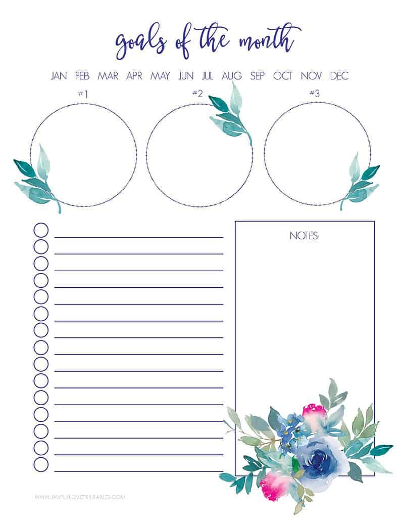 Simply Love Printables June 2022 Goals of the Month