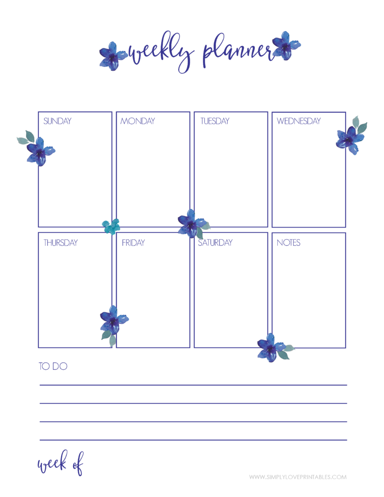 Simply Love Printables June 2022 Weekly Planner