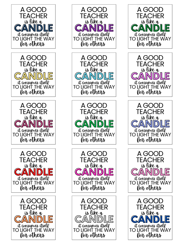 Simply Love Printables Teacher Appreciation Candle Tags