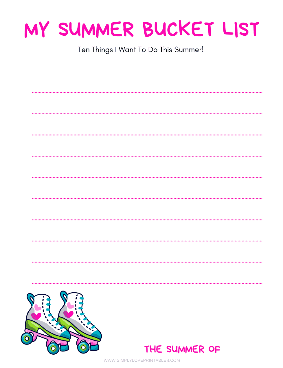 Free Printable Summer Bucket Lists | Simply Love Printables