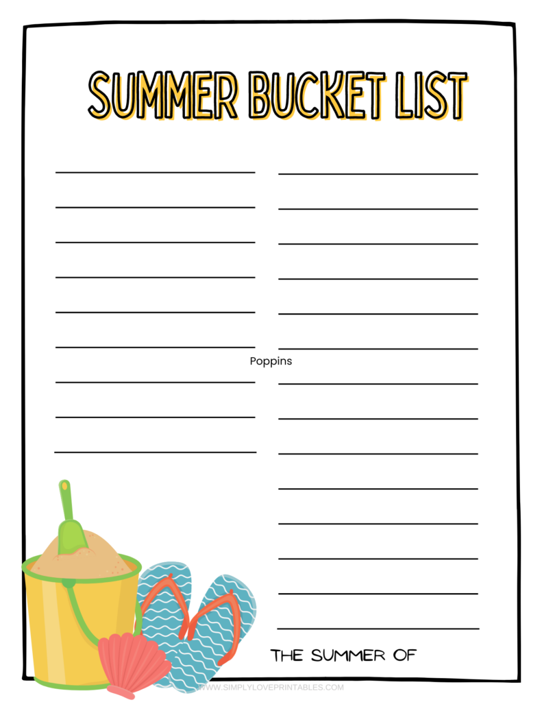 Simply Love Printables My Summer Bucket List FlipFlops