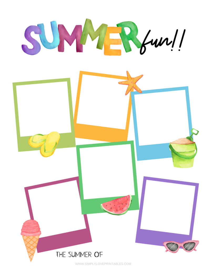 Simply Love Printables My Summer Bucket List Polaroid