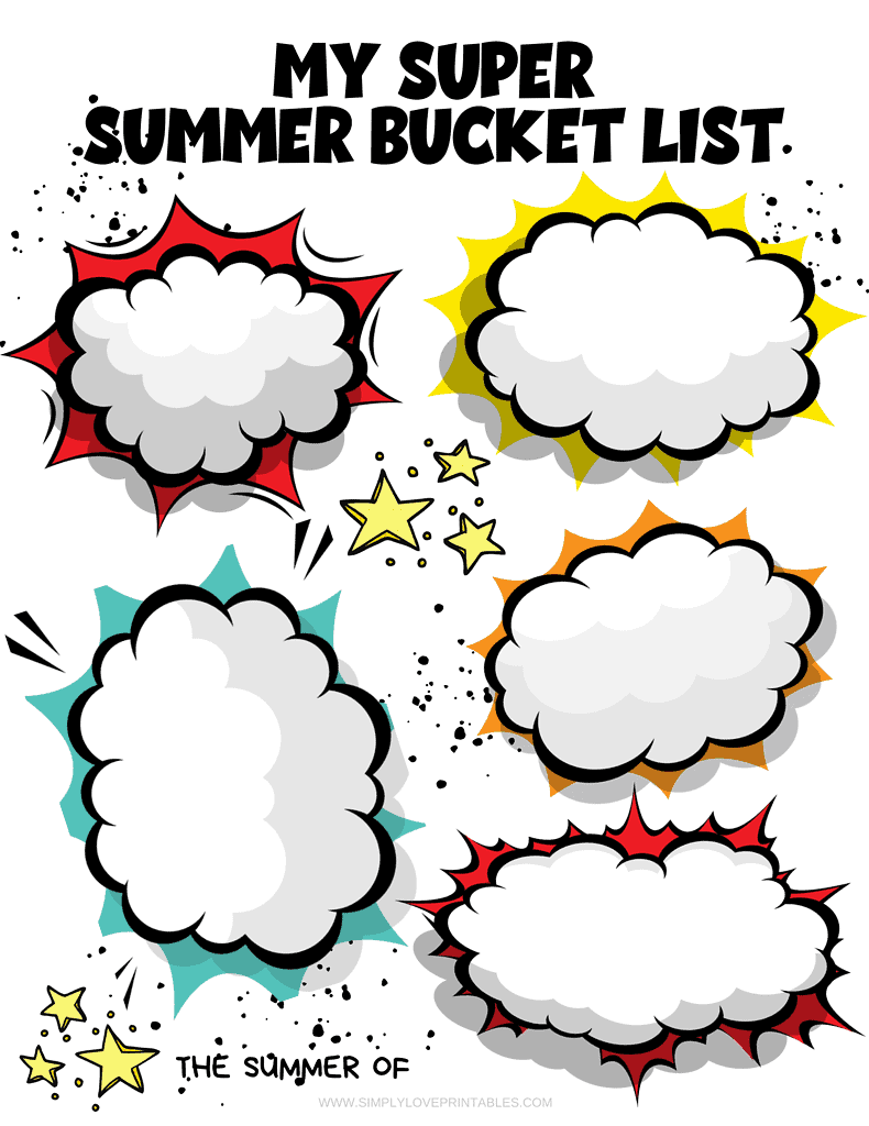 Simply Love Printables My Summer Bucket List SuperHero