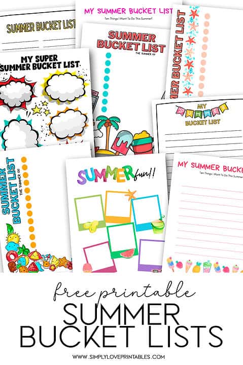 Free Printable Summer Bucket Lists | Simply Love Printables