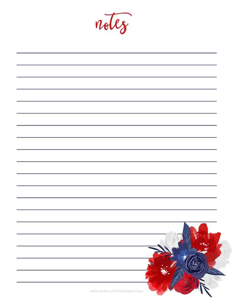 Simply Love Printables July Free Notes