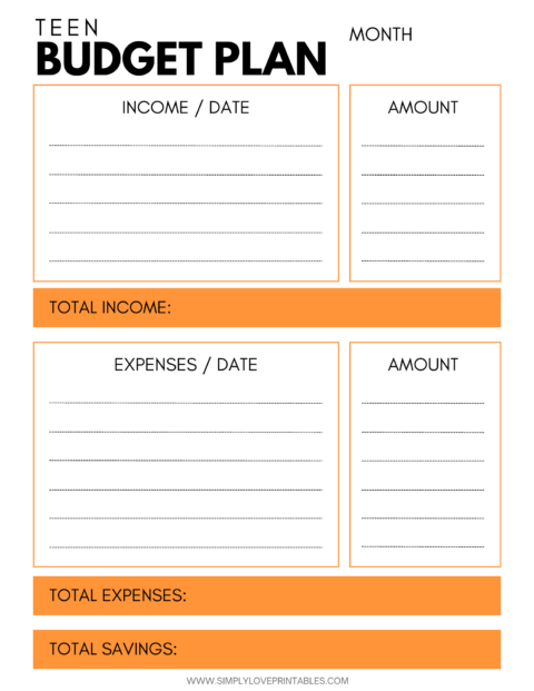 Budgeting Worksheets for Teens | Simply Love Printables
