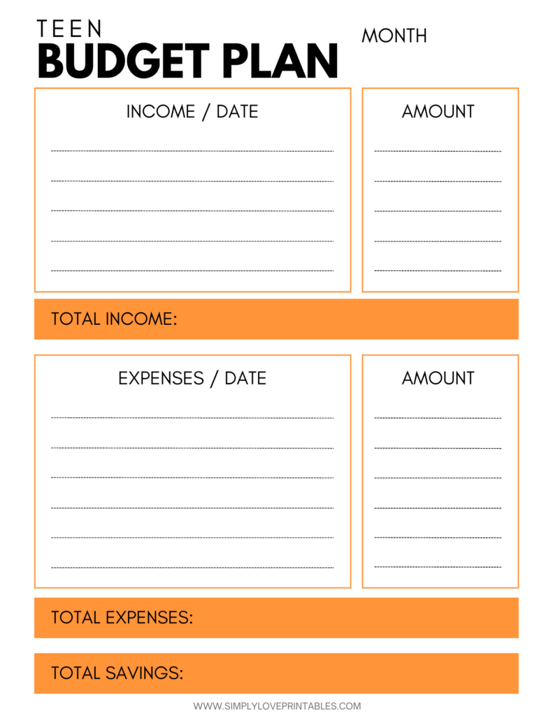 Simply Love Printables Teen Budget Plan 5