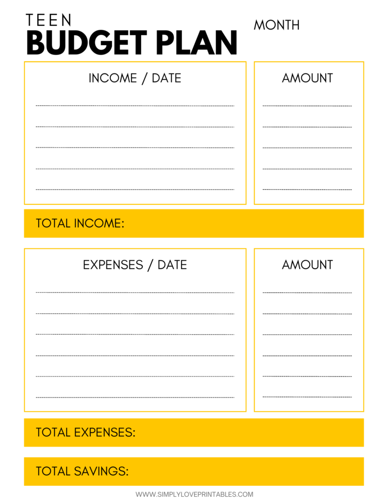 Simply Love Printables Teen Budget Plan 7