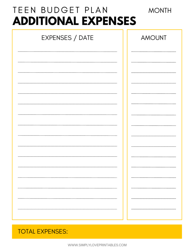 Simply Love Printables Teen Budget Plan 8
