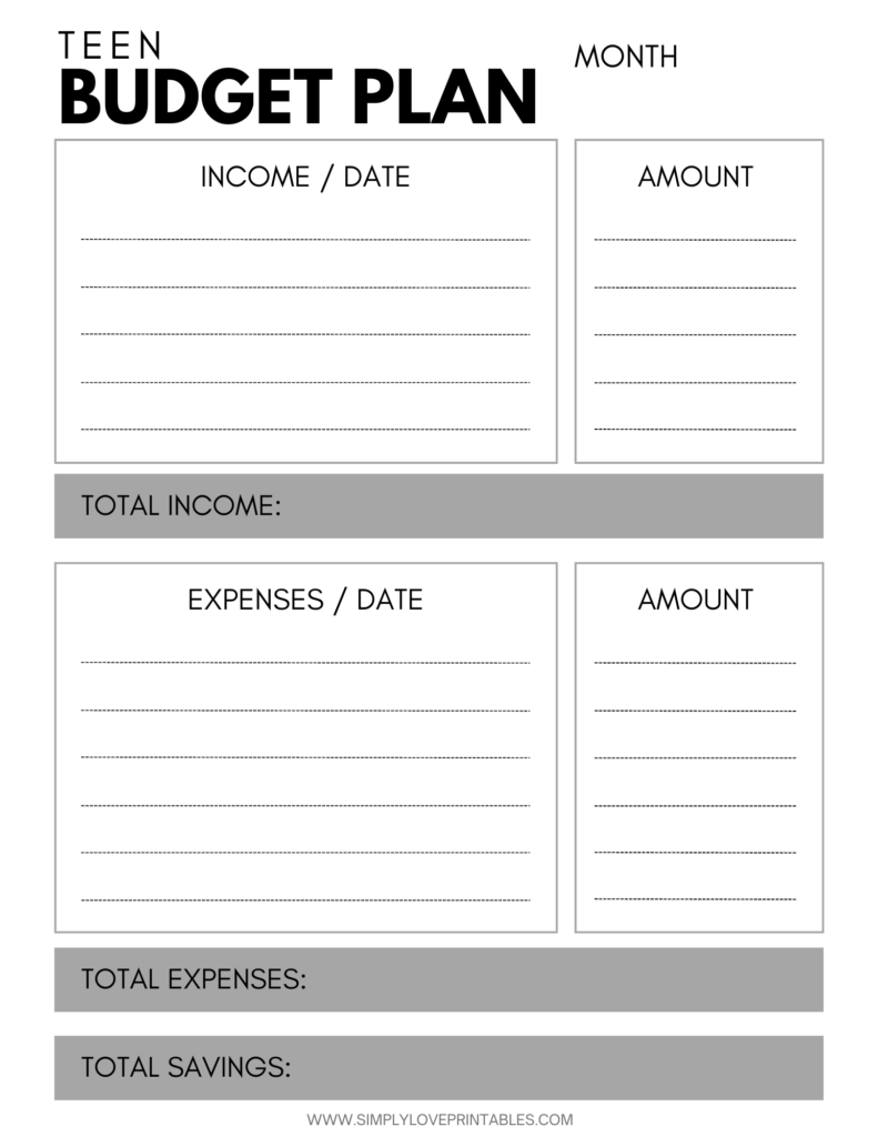 Simply Love Printables Teen Budget Plan 9