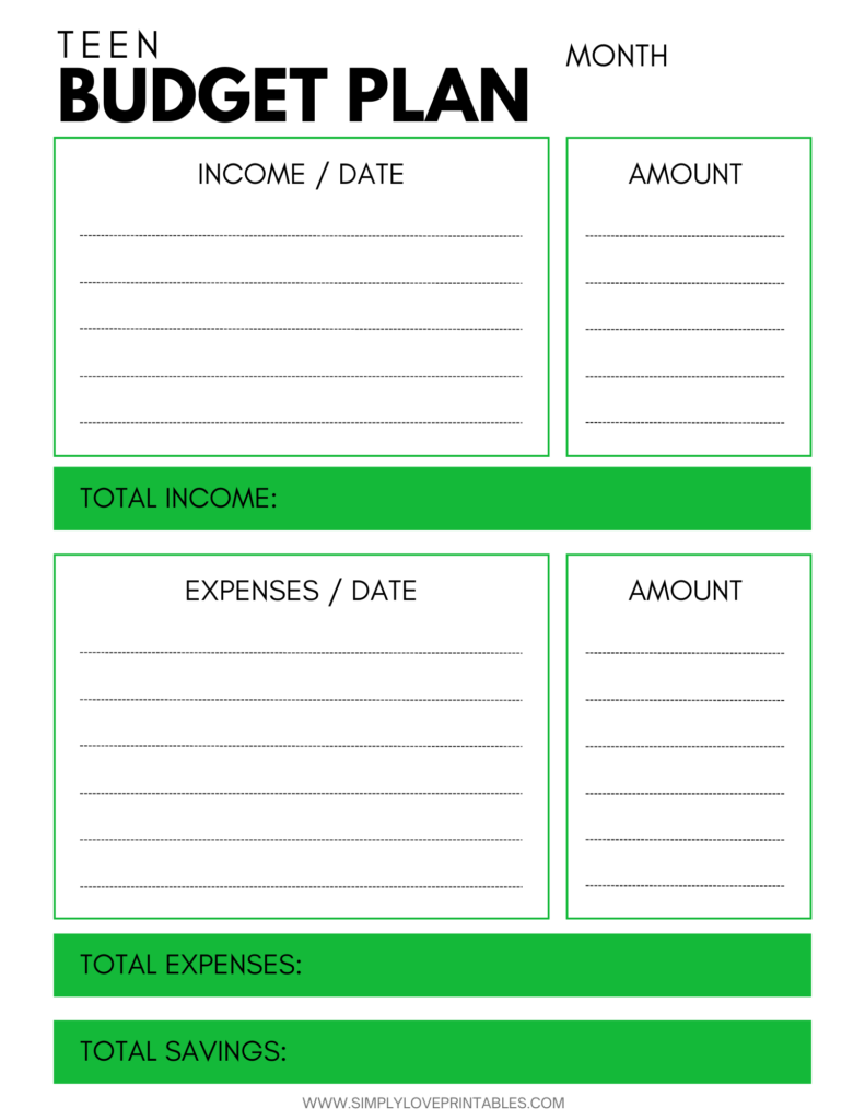 Simply Love Printables Teen Budget Plan3