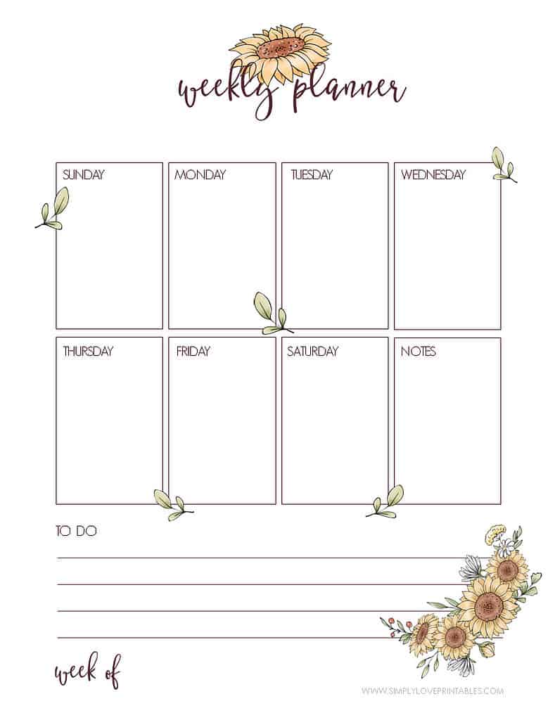 Simply Love Printable September Planning Pages Weekly Planner