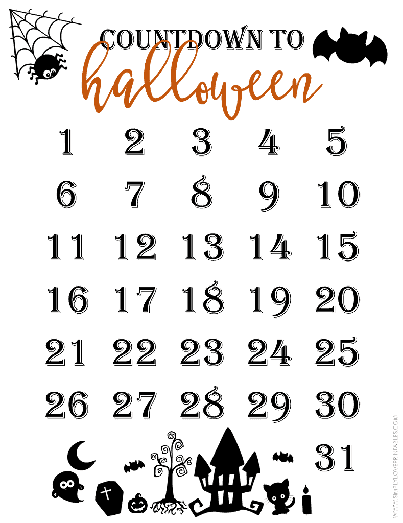 Simply Love Printables Free Countdown to Halloween Printable 1