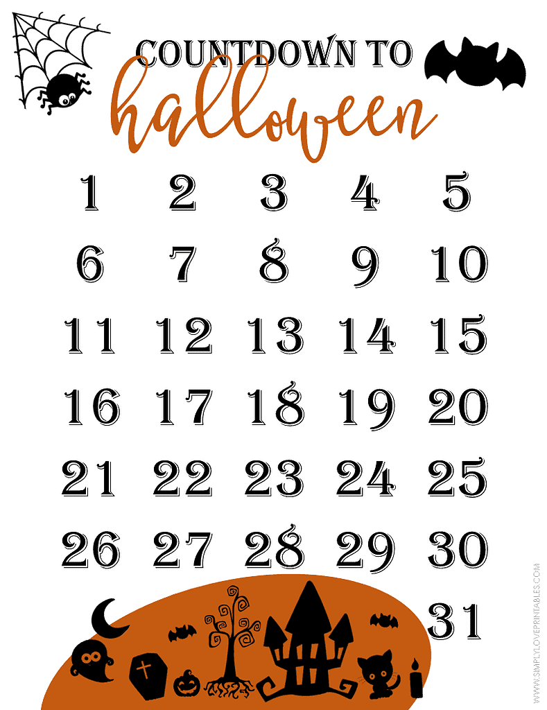 Simply Love Printables Free Countdown to Halloween Printable 2