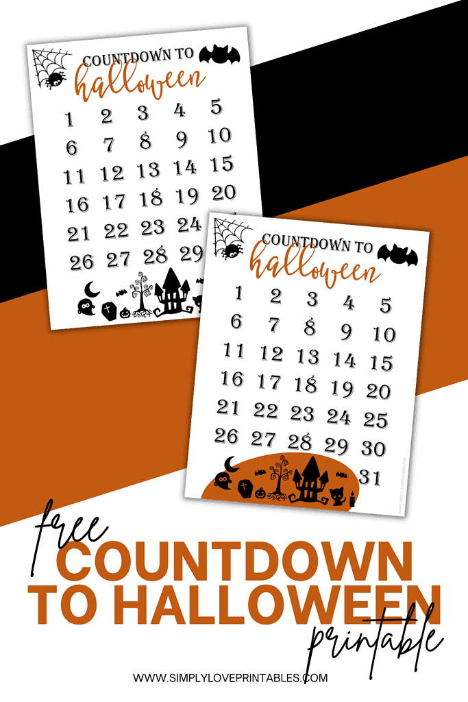 Simply Love Printables Free Countdown to Halloween Printable Pinterest Image