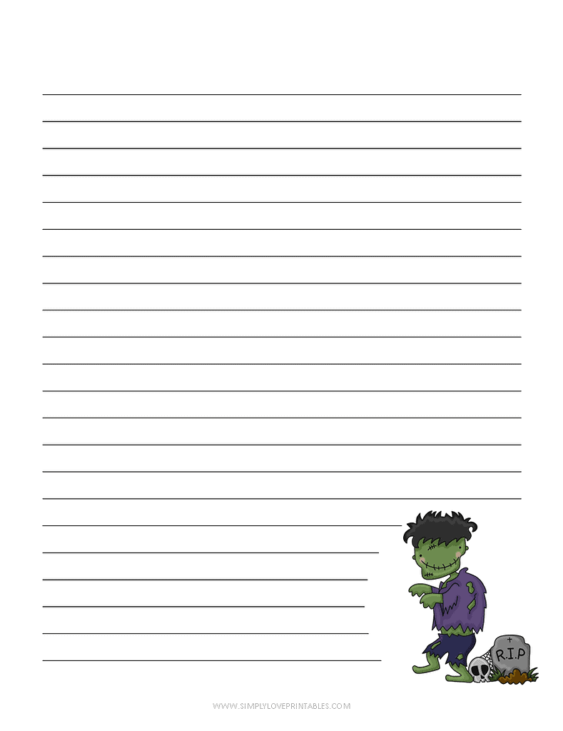 Simply Love Printables Halloween Lined Journal Frankenstein