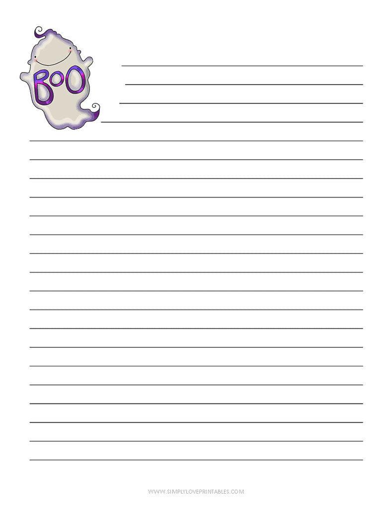 Simply Love Printables Halloween Lined Journal Ghost Boo