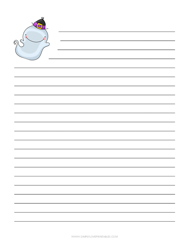 Simply Love Printables Halloween Lined Journal Ghost with Hat