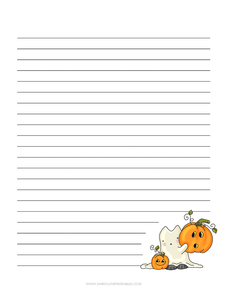 Simply Love Printables Halloween Lined Journal Ghost with Pumpkin