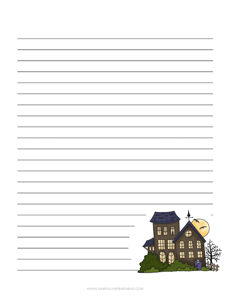 Simply Love Printables Halloween Lined Journal Haunted House