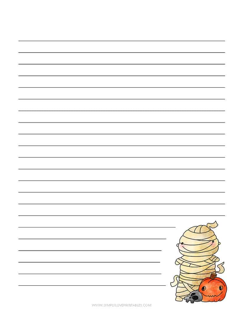 Simply Love Printables Halloween Lined Journal Mummy