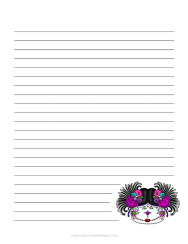 Simply Love Printables Halloween Lined Journal Page