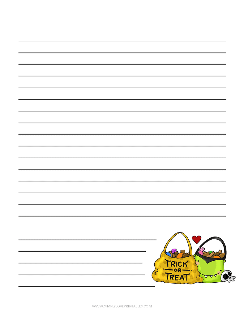 Simply Love Printables Halloween Lined Journal Trick or Treat