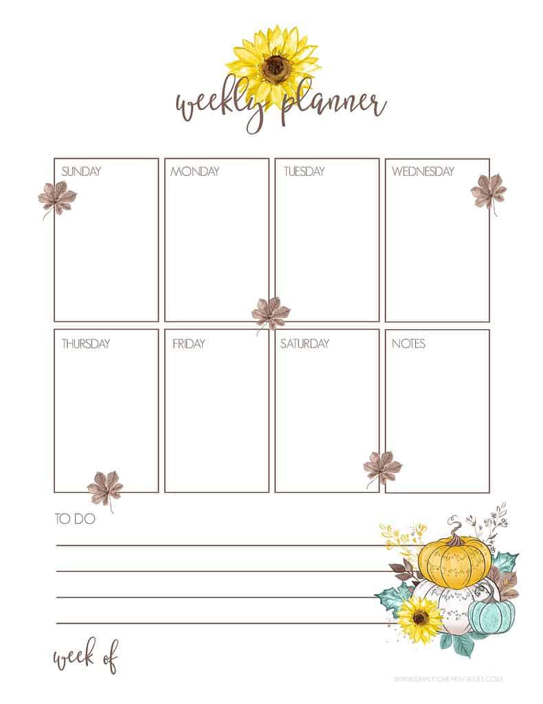 Simply Love Printables November 2022 Weekly Planner