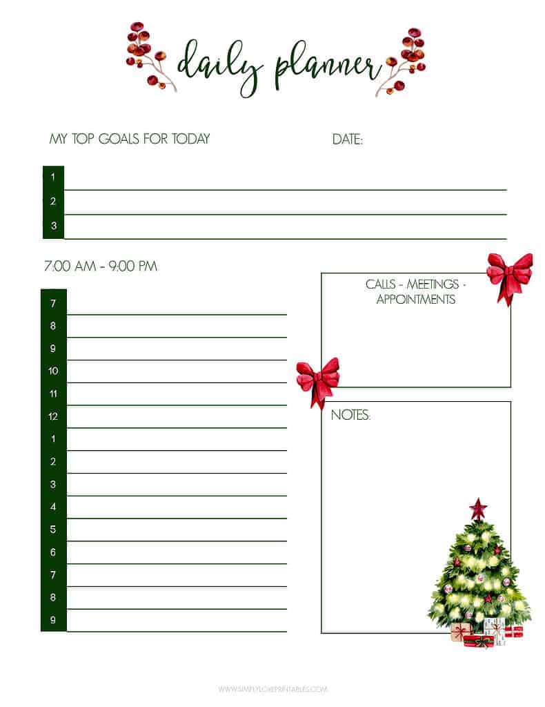 Simply Love Printables December 2022 Planning Pages