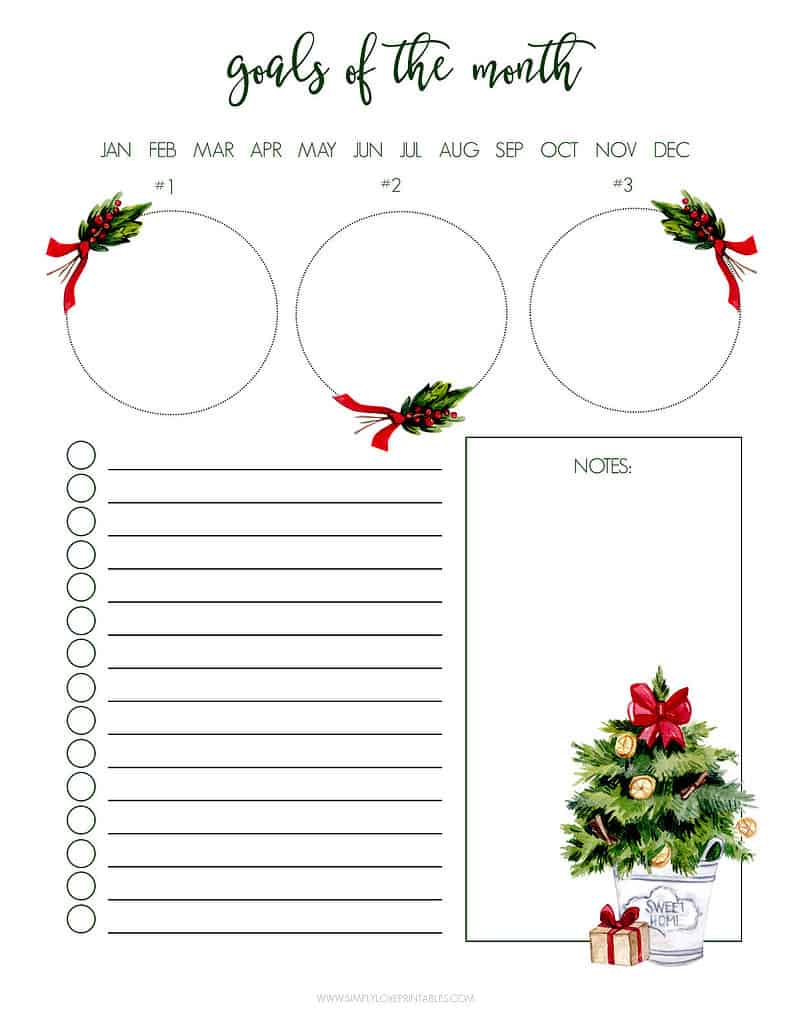 Simply Love Printables December 2022 Planning Pages