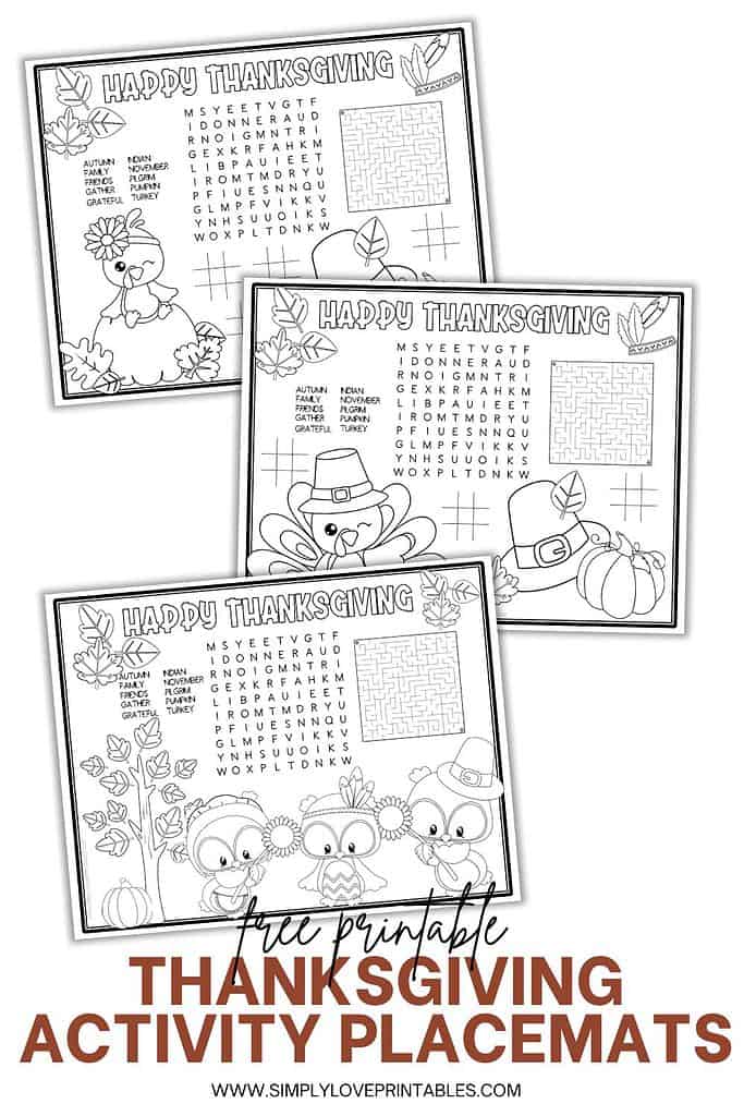 Simply Love Printables Thanksgiving Activity Placemat Pin Image