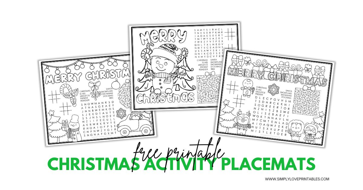 Simply Love Printables Christmas Activity Placemats