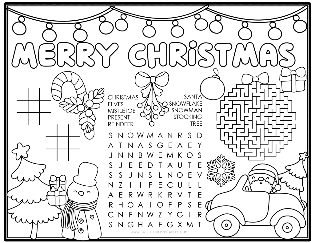 Simply Love Printables Christmas Activity Placemats Santa