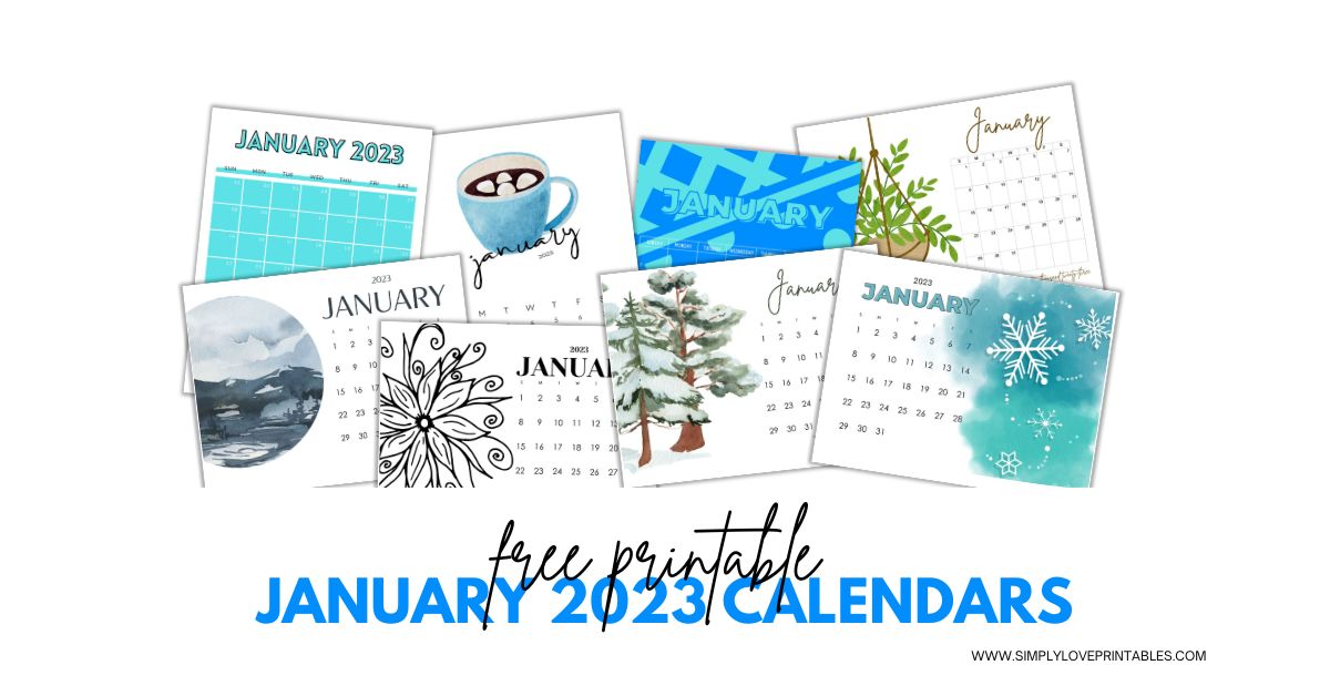 Free January 2023 Calendars | Simply Love Printables