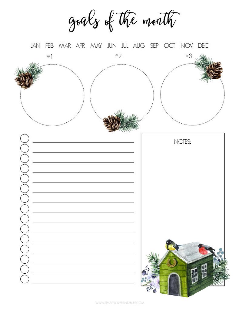 Simply Love Printables January Planning Pages Goals of the Month