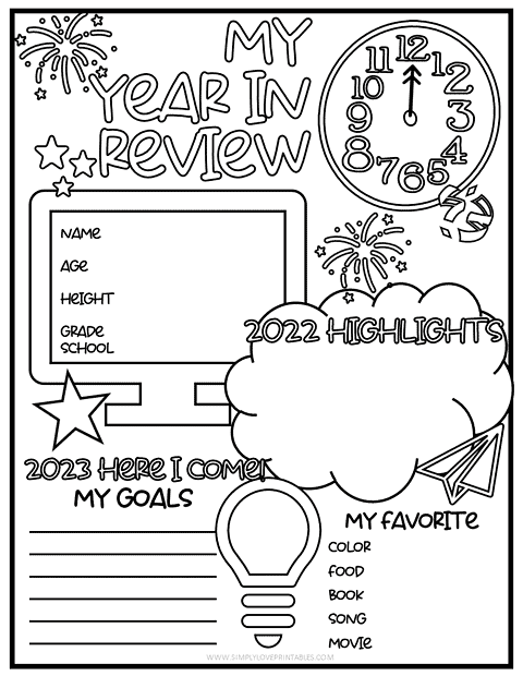 Free Printable Year in Review for Kids | Simply Love Printables