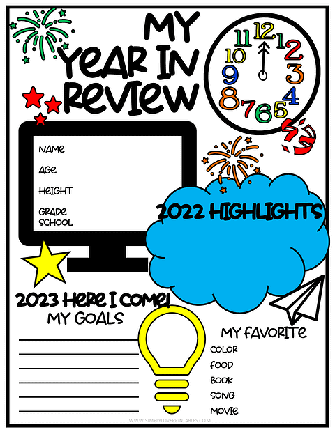 Free Printable Year in Review for Kids | Simply Love Printables