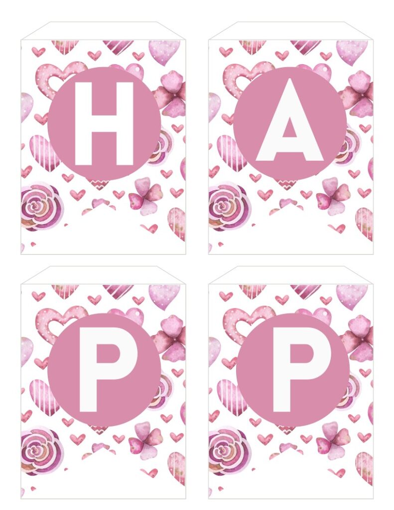Simply Love Printables Happy Valentine's Day Banner - Small Floral and Heart