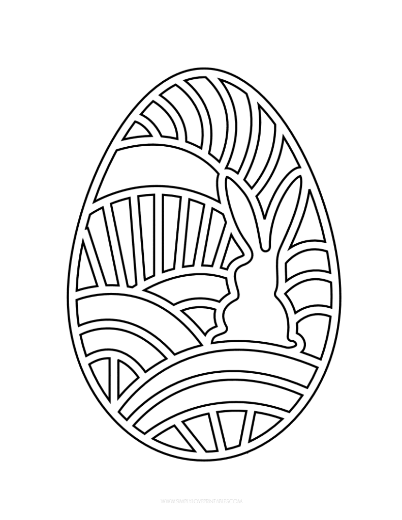 Easter Egg Coloring Page Bunny Middle SimplyLovePrintables