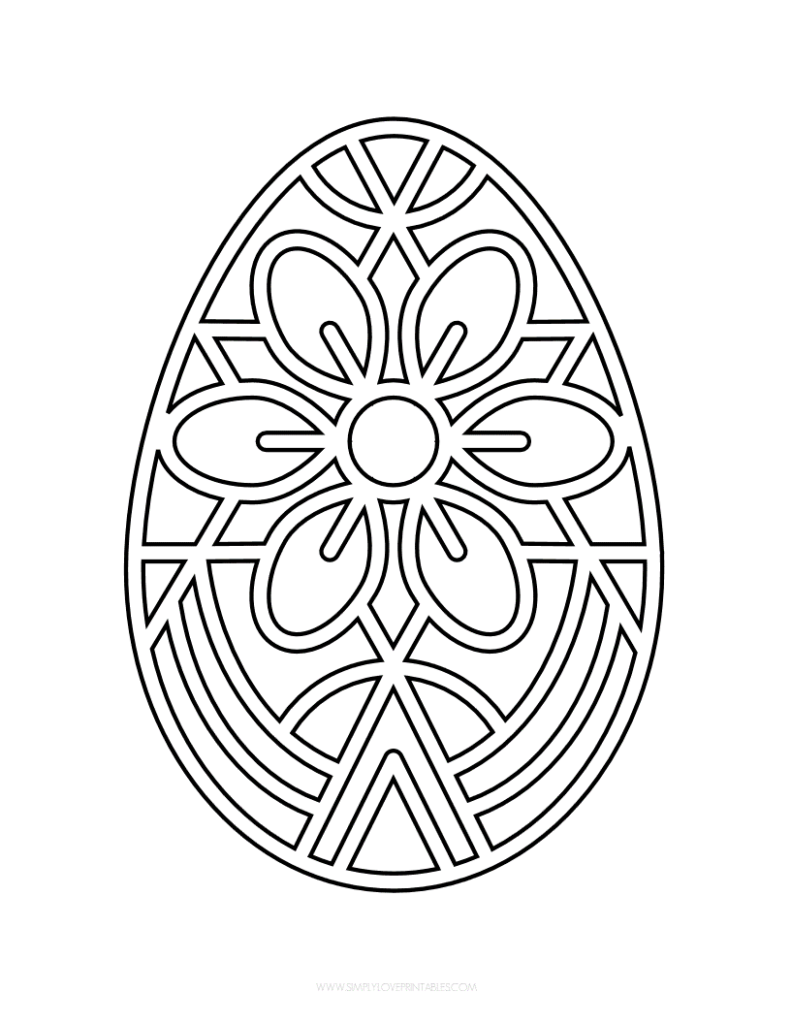 Easter Egg Coloring Page Floral SimplyLovePrintables