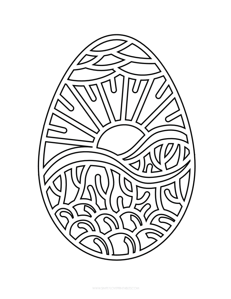 Easter Egg Coloring Page Sun SimplyLovePrintables